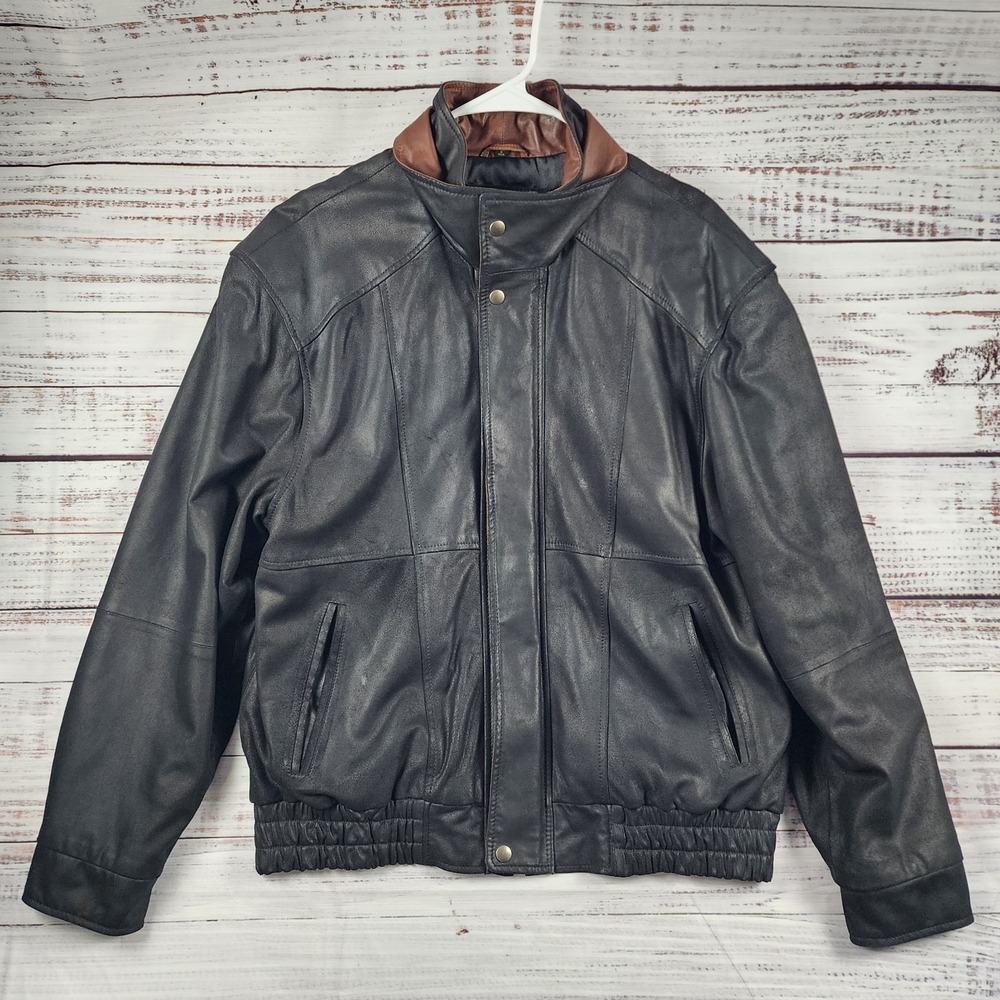 Scully Aviator Featherlite Leather Bomber Jacket Mens M Black‎ Zip Snap
